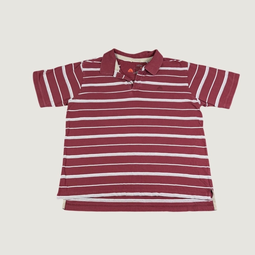 Nike ACG Mens XL Polo Shirt Burgundy Maroon Striped UPF Sun Protection Short